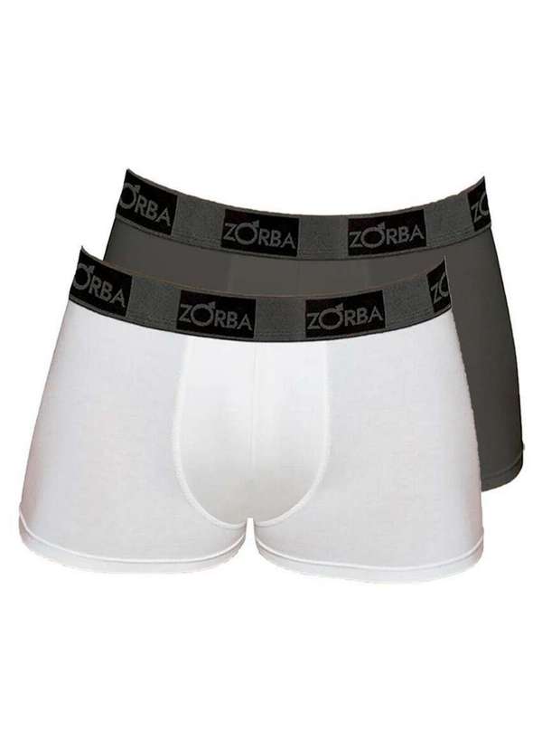 Zorba - Kit com 2 Cuecas Boxer Zorba 717 Branco-Chumbo