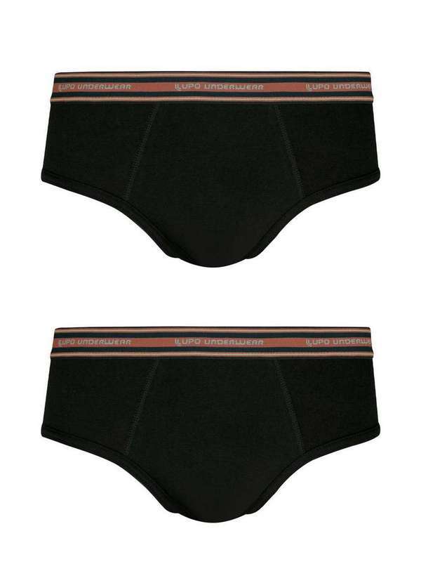 Lupo - Kit com 2 Cuecas Slip Lupo 524-088 0904-Preto-Preto