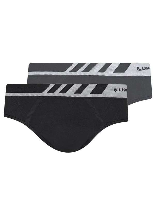 Lupo - Kit com 2 Cuecas Slip Lupo 691-002 Preto-Grafite