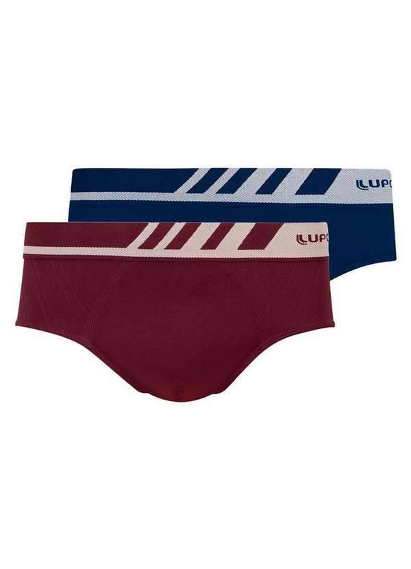 Lupo - Kit com 2 Cuecas Slip Lupo 691-002 Vinho-Marinho