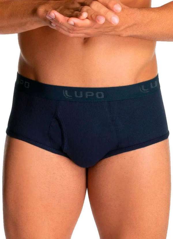 Lupo - Kit com 2 Cuecas Slip Lupo com Abertura 546-002 Marinho-Branco 2