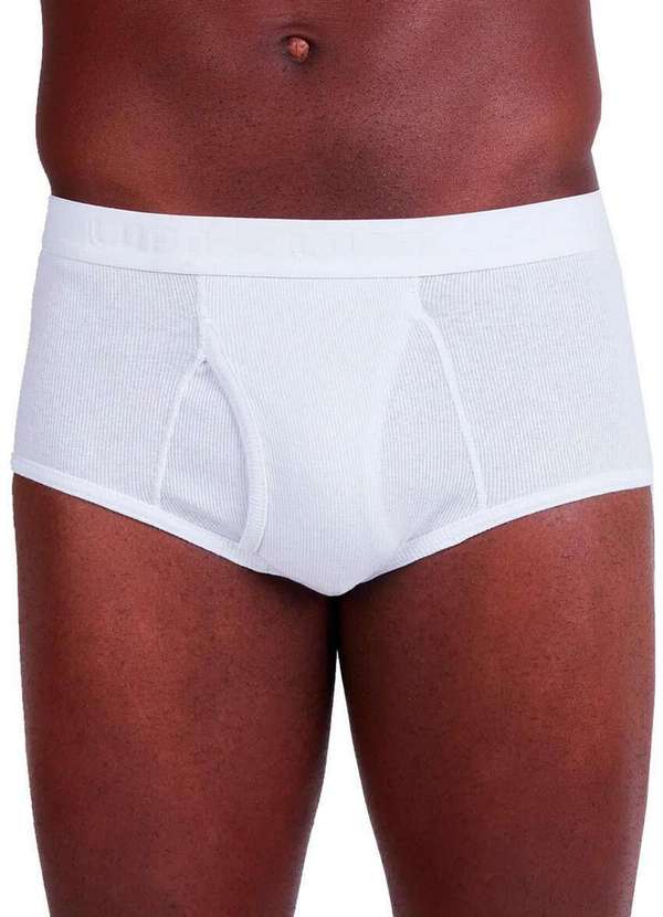 Lupo - Kit com 2 Cuecas Slip Lupo com Abertura 546-002 Marinho-Branco 3