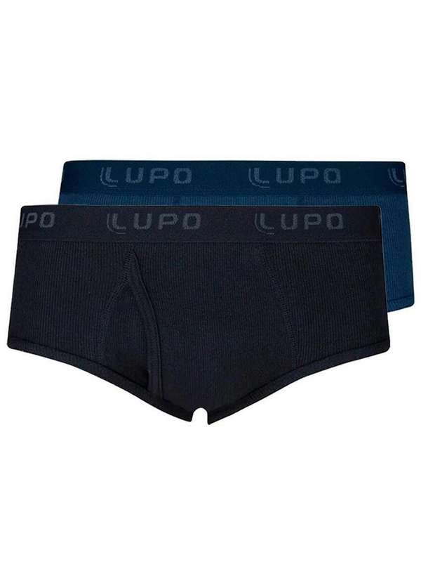 Lupo - Kit com 2 Cuecas Slip Lupo com Abertura 546-002 Preto-Marinho