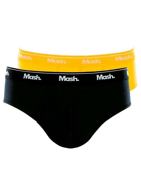 Mash - Kit com 2 Cuecas Slip Mash 073.58 Preto-Amarelo
