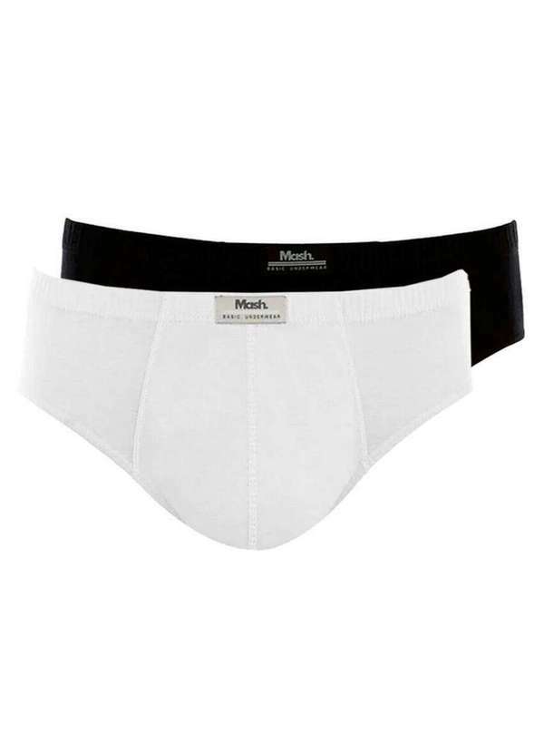 Mash - Kit com 2 Cuecas Slip Mash 074.58 Branco-Preto