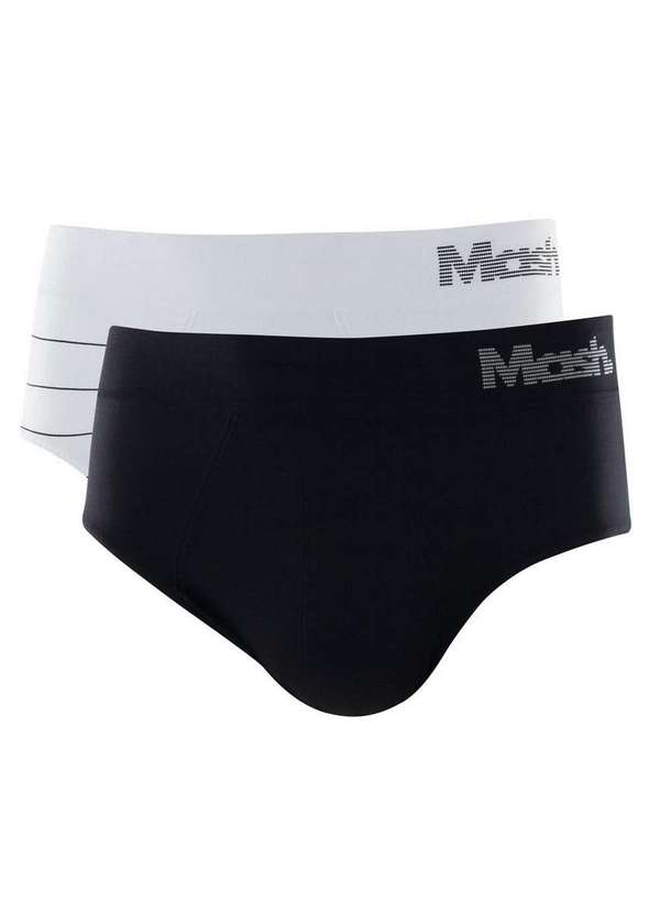 Mash - Kit com 2 Cuecas Slip Mash 711.03 Br00-Branco-Preto