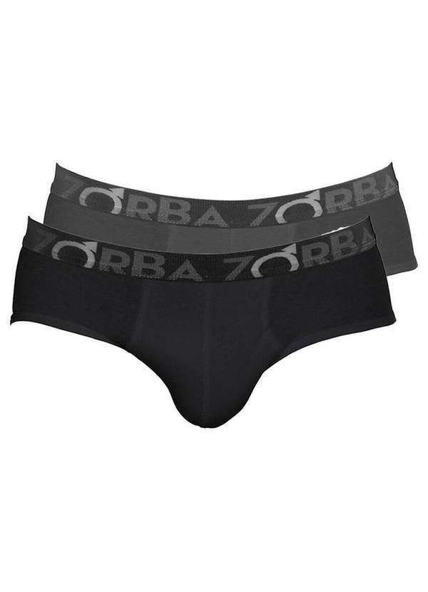 Zorba - Kit com 2 Cuecas Slip Zorba 643 Preto-Chumbo
