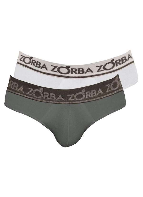 Zorba - Kit com 2 Cuecas Slip Zorba 716 Chumbo-Branco