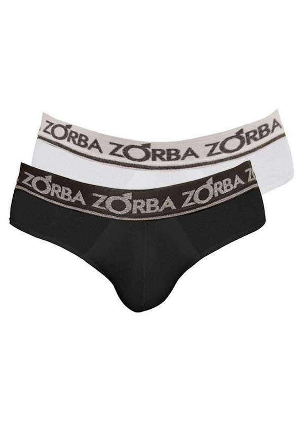 Zorba - Kit com 2 Cuecas Slip Zorba 716 Preto-Branco