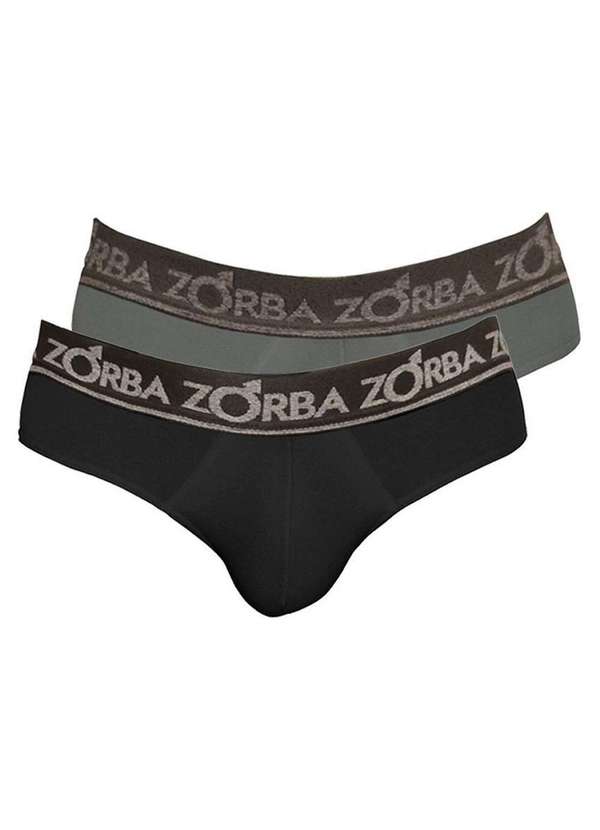 Zorba - Kit com 2 Cuecas Slip Zorba 716 Preto-Chumbo