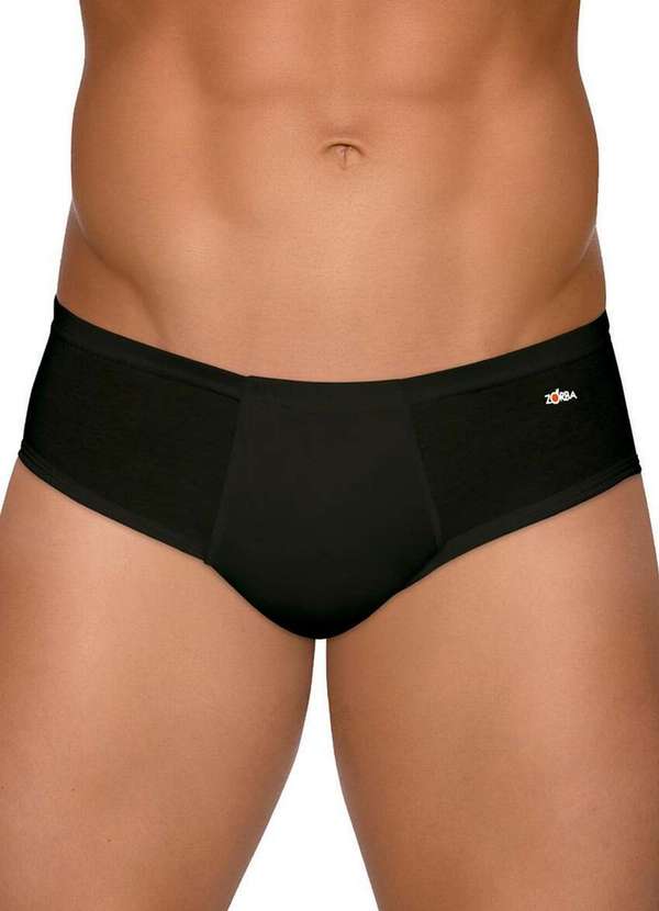 Zorba - Kit com 2 Cuecas Slip Zorba com Abertura 172 Plus Size Preto 2