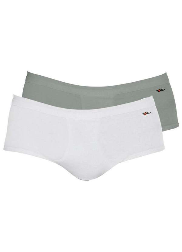 Zorba - Kit com 2 Cuecas Slip Zorba com Abertura 185 Branco-Grafite