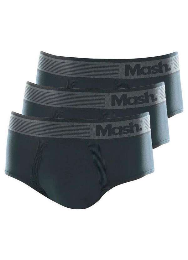 Mash - Kit com 3 Cueca Slip Mash 713.02 Preto-Azul