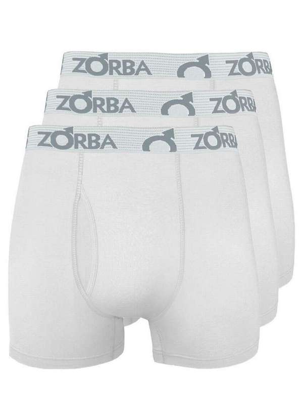 Zorba - Kit com 3 Cuecas Boxer com Abertura Zorba 848 Branco