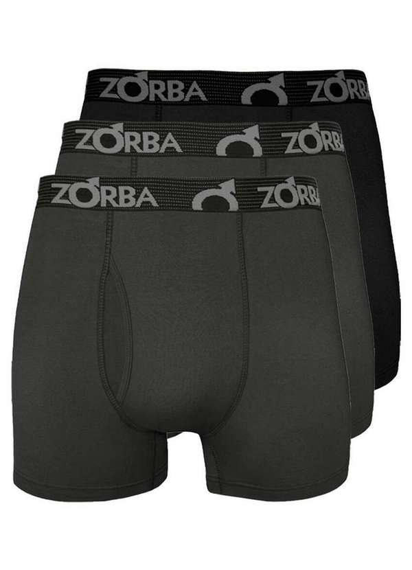 Zorba - Kit com 3 Cuecas Boxer com Abertura Zorba 848 Chumbo-Preto
