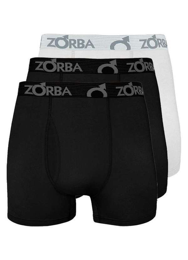 Zorba - Kit com 3 Cuecas Boxer com Abertura Zorba 848 Preto-Branco
