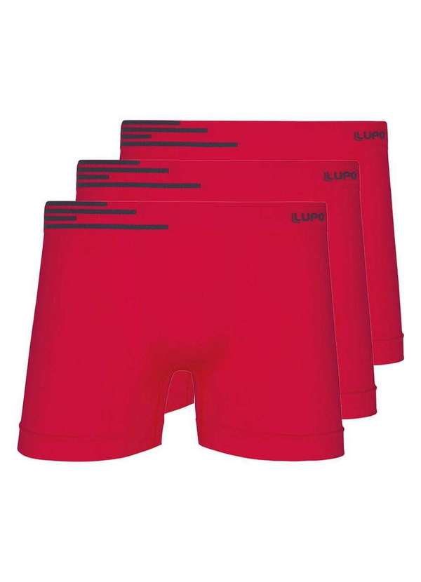 Lupo - Kit com 3 Cuecas Boxer Lupo 436-002 Vermelho