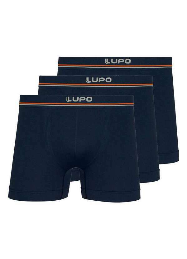 Lupo - Kit com 3 Cuecas Boxer Lupo 436-003 Blue-Jeans