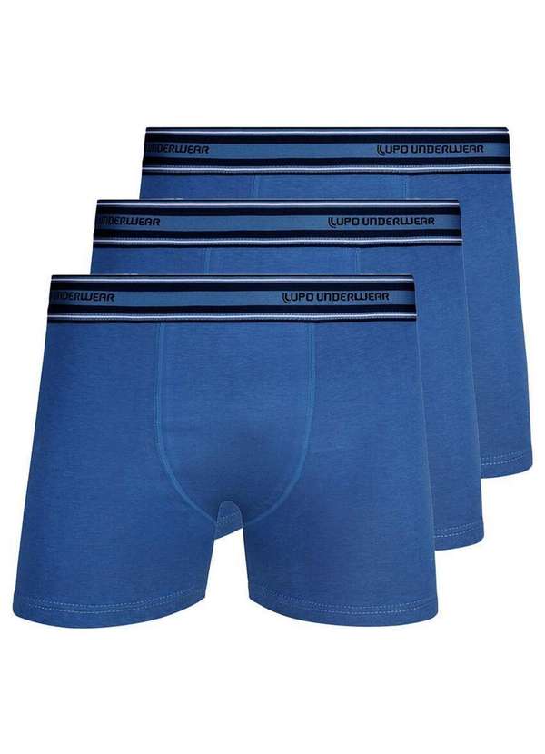 Lupo - Kit com 3 Cuecas Boxer Lupo 523-003 Azul