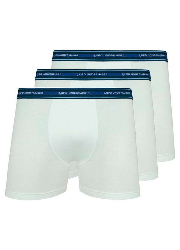 Lupo - Kit com 3 Cuecas Boxer Lupo 523-003 Branco