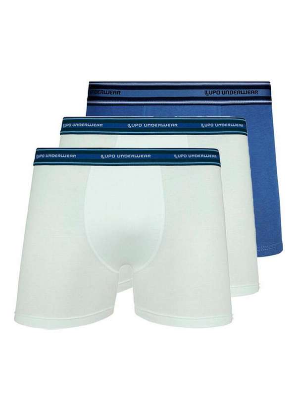 Lupo - Kit com 3 Cuecas Boxer Lupo 523-003 Branco-Azul