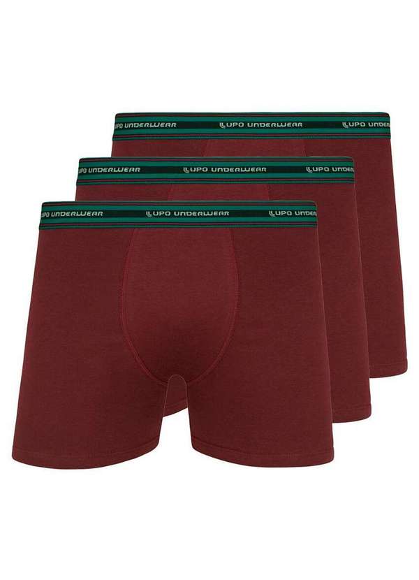 Lupo - Kit com 3 Cuecas Boxer Lupo 523-003 Marsala