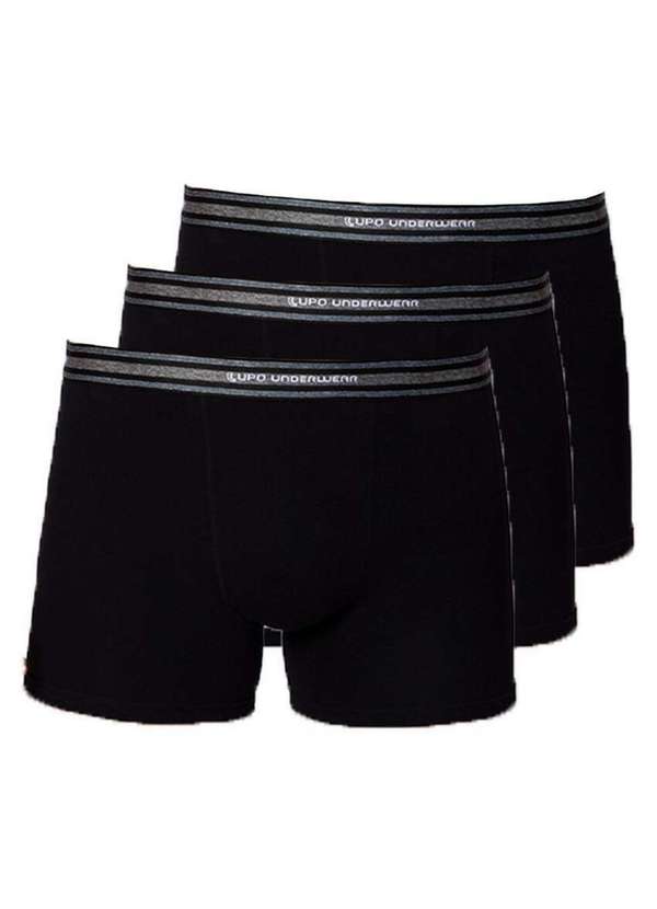 Lupo - Kit com 3 Cuecas Boxer Lupo 523-003 Preto