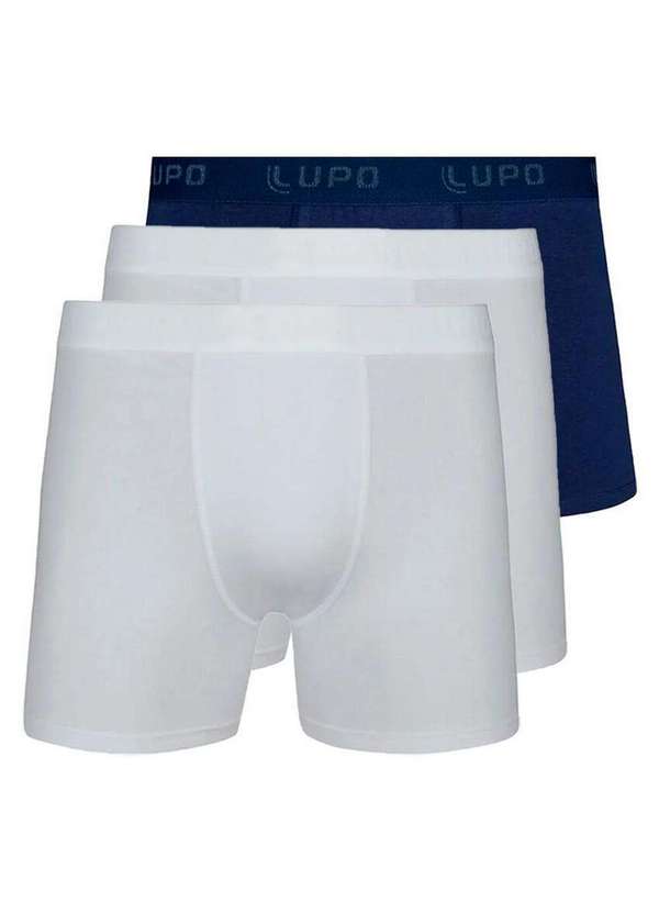 Lupo - Kit com 3 Cuecas Boxer Lupo 615-002 Branco-Marinho
