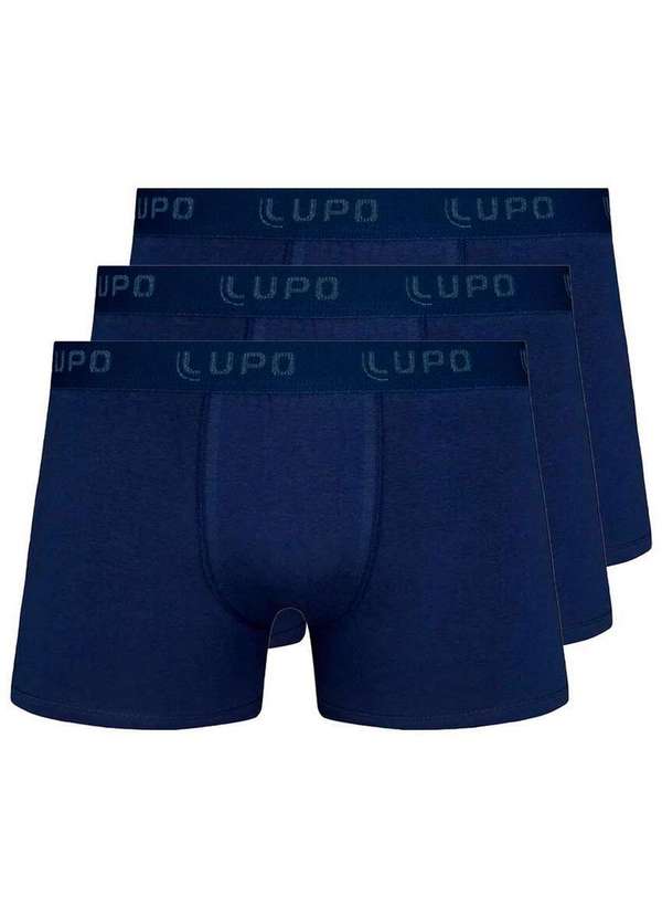 Lupo - Kit com 3 Cuecas Boxer Lupo 615-002 Marinho