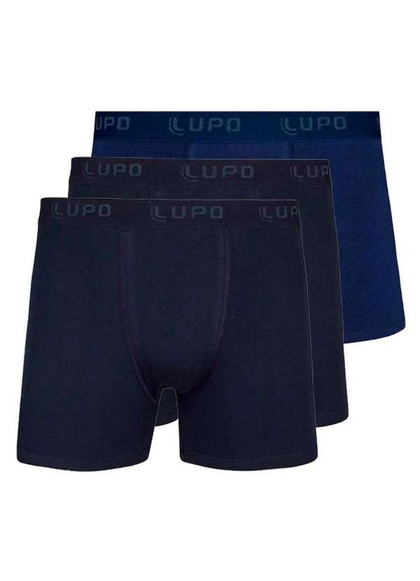 Lupo - Kit com 3 Cuecas Boxer Lupo 615-002 Preto-Marinho