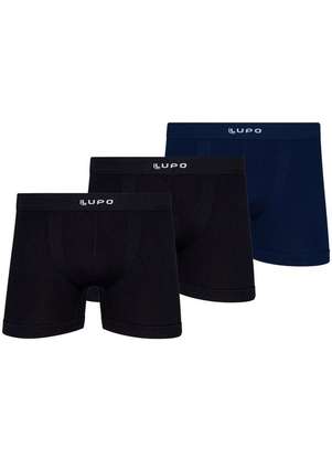 Kit com 3 Cuecas Boxer Lupo 661-001 - LUPO