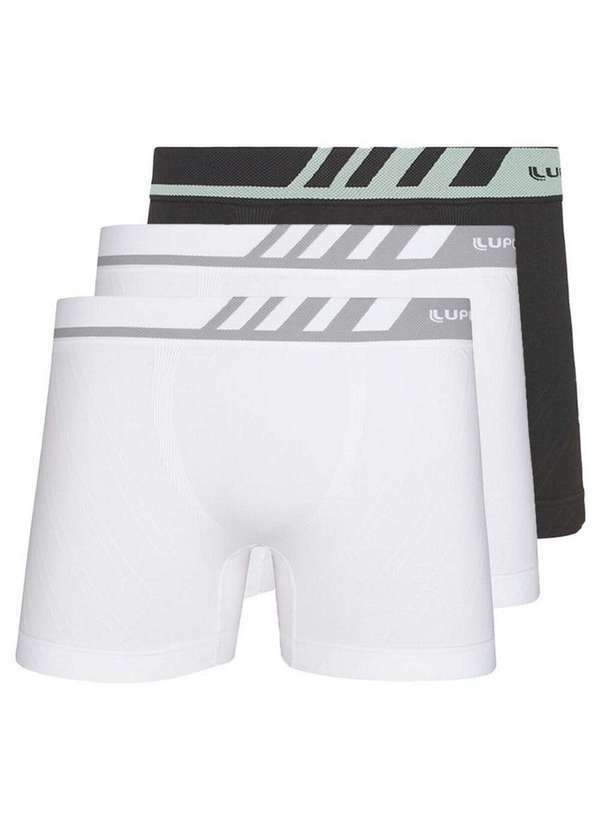 Lupo - Kit com 3 Cuecas Boxer Lupo 671-002 Branco-Grafite