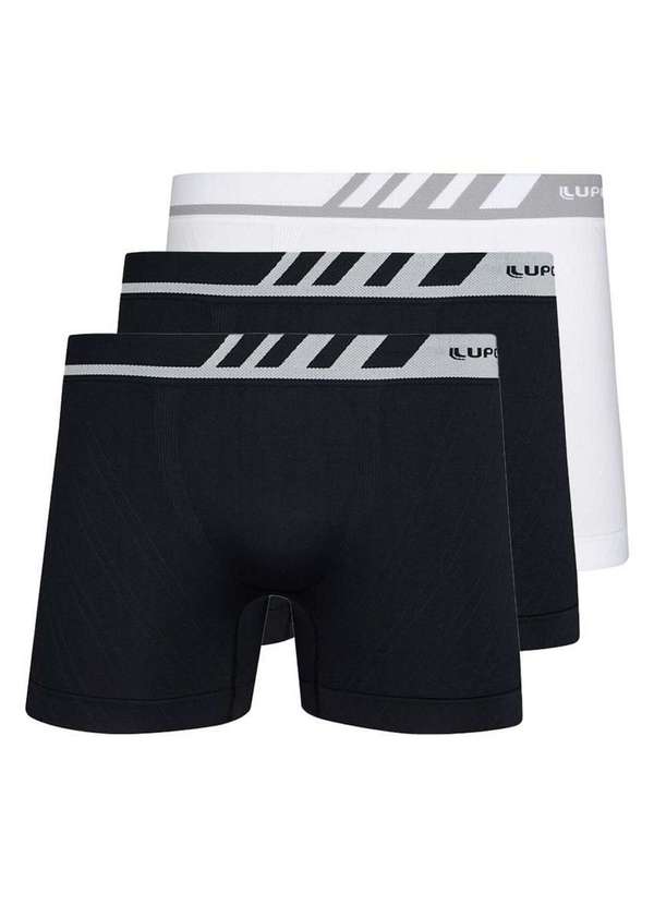 Lupo - Kit com 3 Cuecas Boxer Lupo 671-002 Preto-Branco