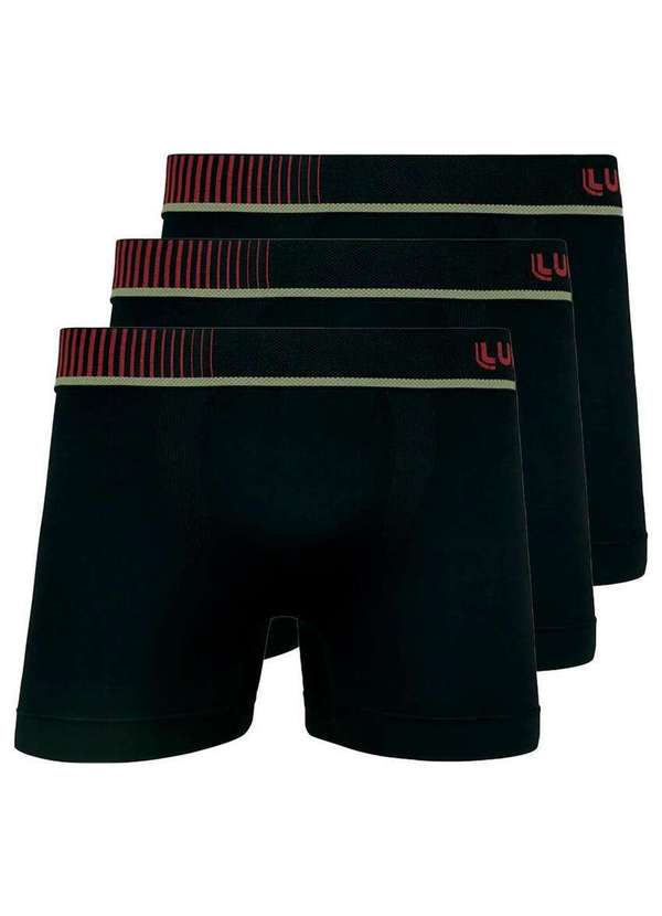 Lupo - Kit com 3 Cuecas Boxer Lupo 671-003 Preto