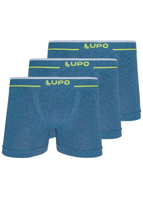 Lupo - Kit com 3 Cuecas Boxer Lupo 733-004 Azul
