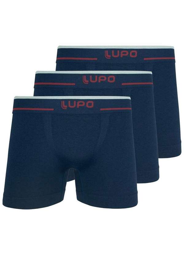 Lupo - Kit com 3 Cuecas Boxer Lupo 733-004 Marinho