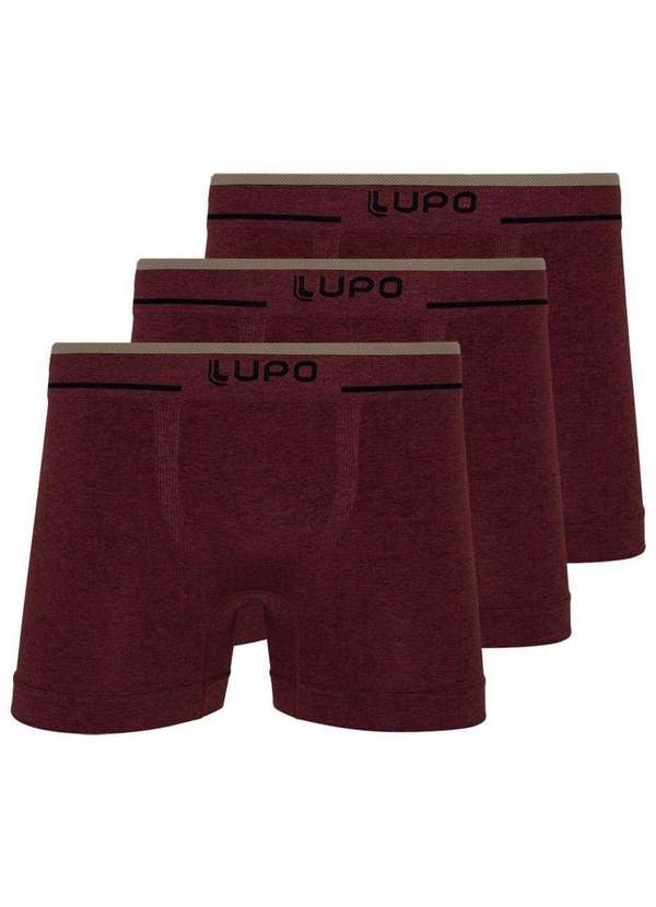 Lupo - Kit com 3 Cuecas Boxer Lupo 733-004 Marsala