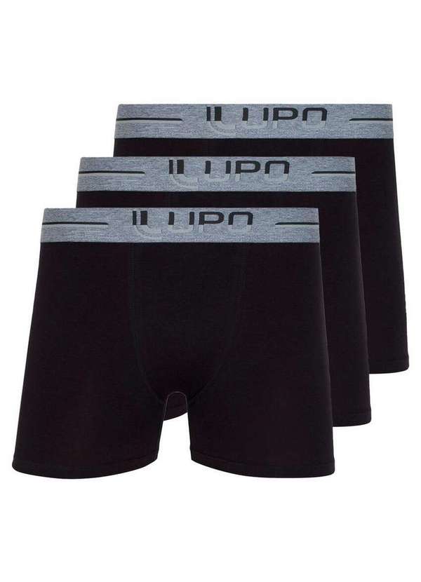 Lupo - Kit com 3 Cuecas Boxer Lupo 784-016 Preto