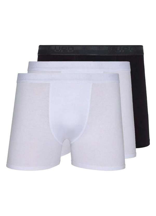 Lupo - Kit com 3 Cuecas Boxer Lupo 784-017 Branco-Preto