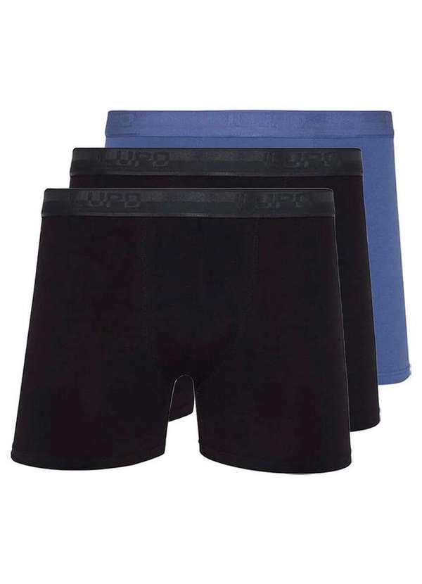 Lupo - Kit com 3 Cuecas Boxer Lupo 784-017 Preto-Azul
