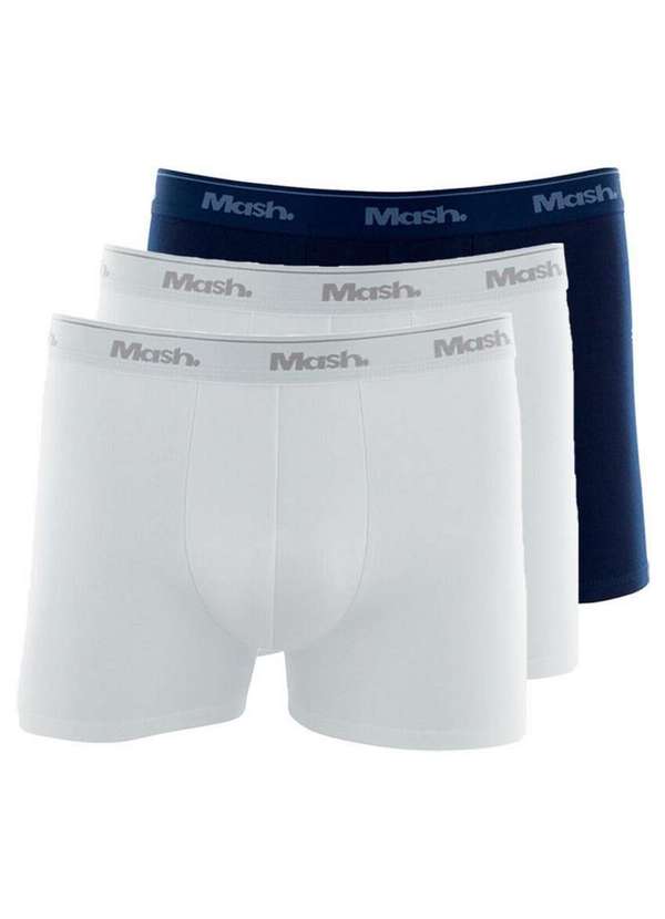 Mash - Kit com 3 Cuecas Boxer Mash 170.26 Branco-Marinho
