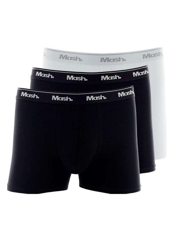 Mash - Kit com 3 Cuecas Boxer Mash 170.26 Preto-Branco