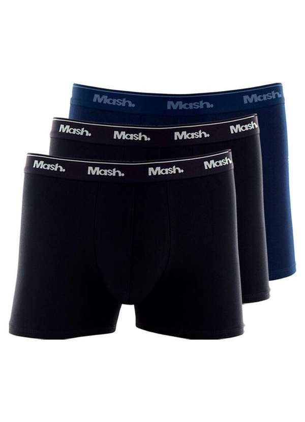 Mash - Kit com 3 Cuecas Boxer Mash 170.26 Preto-Marinho