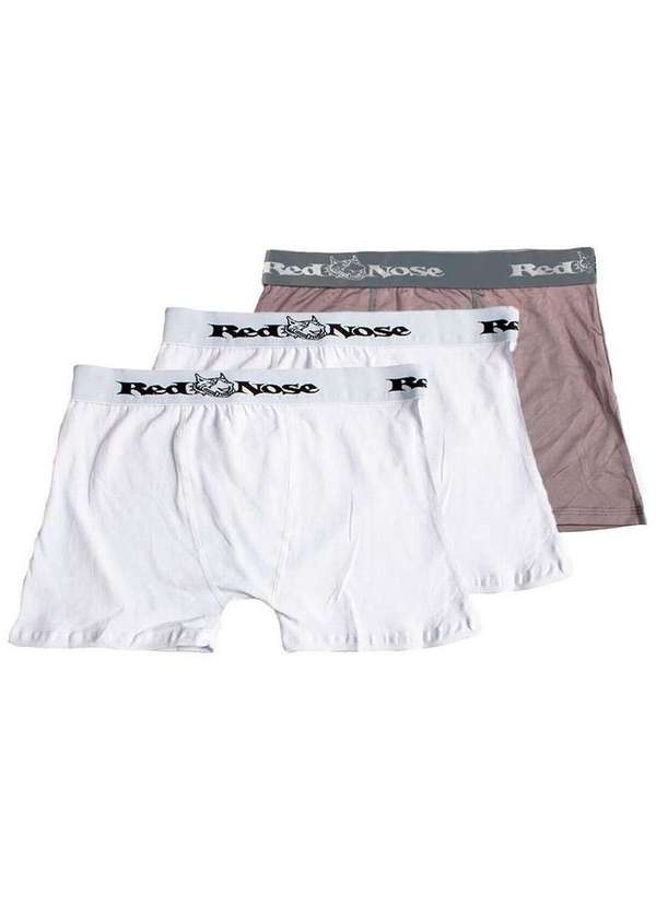 Red Nose - Kit com 3 Cuecas Boxer Red Nose 320 Branco-Cinza
