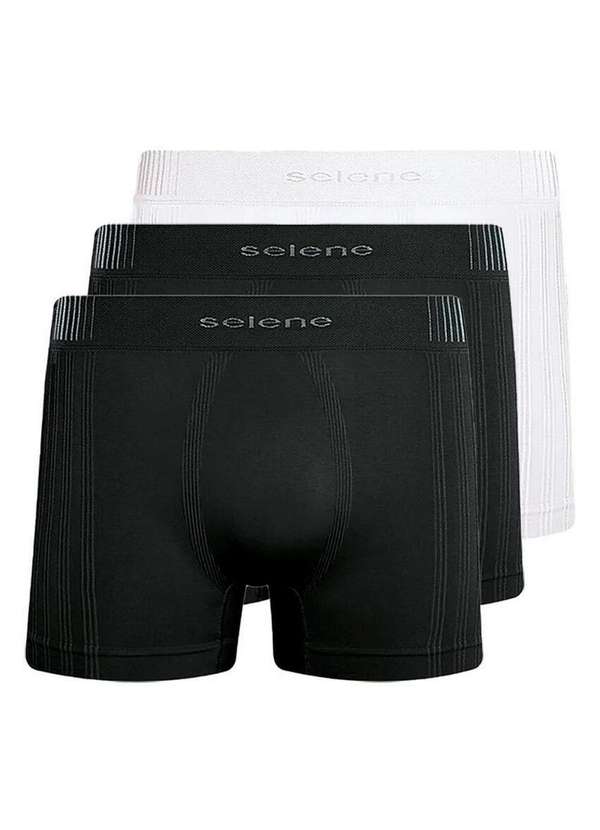 Selene - Kit com 3 Cuecas Boxer Selene 11070-002/003/440 Preto-Branco
