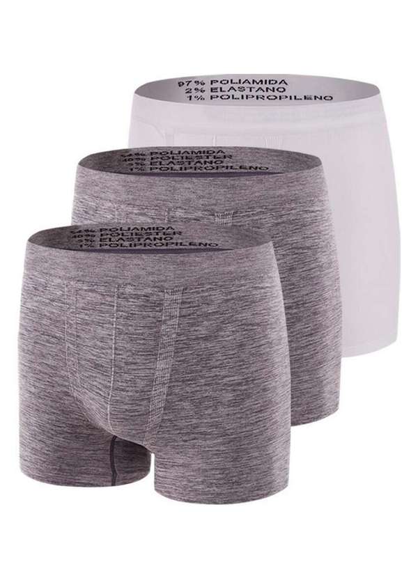 Trifil - Kit com 3 Cuecas Boxer Trifil 4620 Mescla-Branco