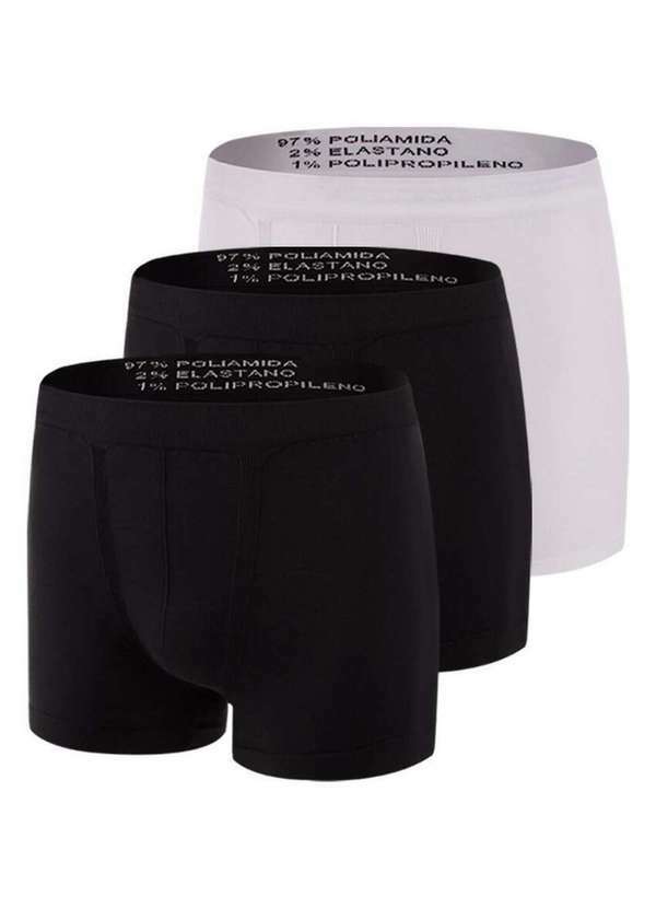 Trifil - Kit com 3 Cuecas Boxer Trifil 4620 Preto-Branco