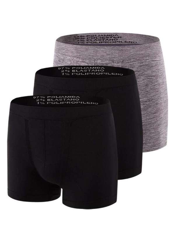 Trifil - Kit com 3 Cuecas Boxer Trifil 4620 Preto-Mescla