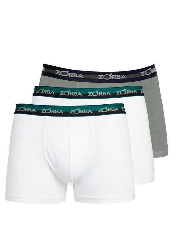 Zorba - Kit com 3 Cuecas Boxer Zorba 702 Branco-Grafite