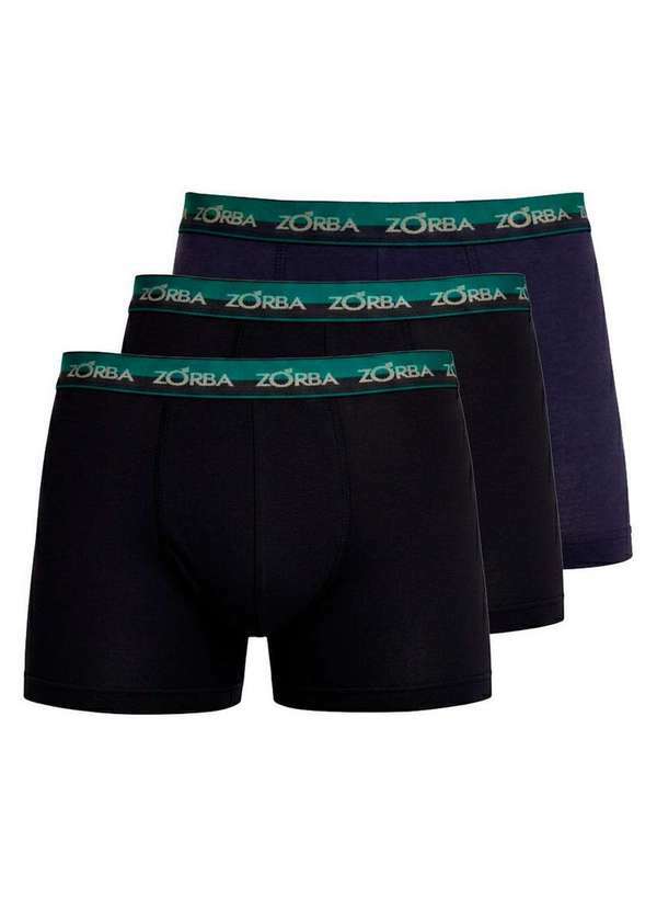 Zorba - Kit com 3 Cuecas Boxer Zorba 702 Preto-Marinho